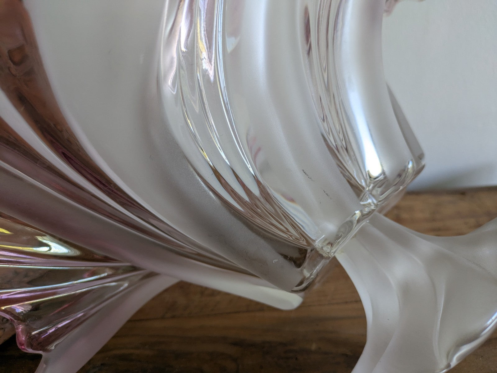 Vintage Walther Glass Belle Epoque Lead Crystal Foot Bowl 70s Red & White Large
