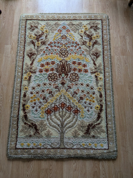 rug quality carpet fireside Tree Of Life vintage retro rectangular old rare Vgc