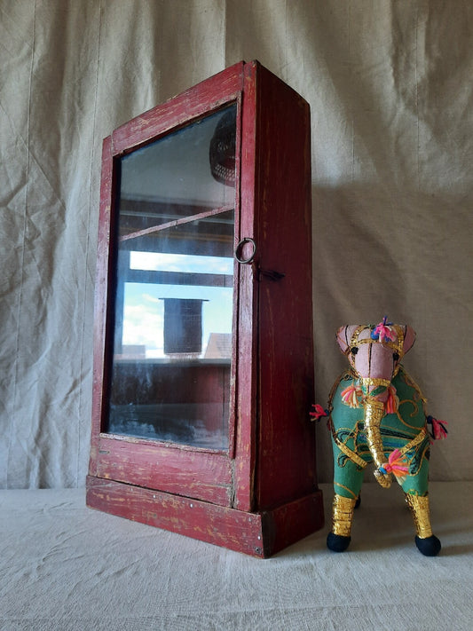 Indonesian Reclaimed Upcycled Wooden Driftwood Cupboard Glazed Wall Cabinet Red 