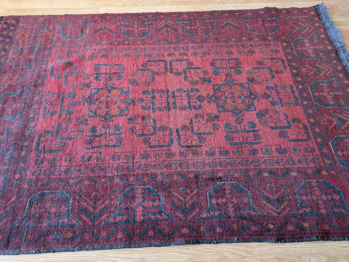 Afghan Handwoven Oriental Rug 151x99cm Top Condition Oriental Carpet Rug Red Lrg