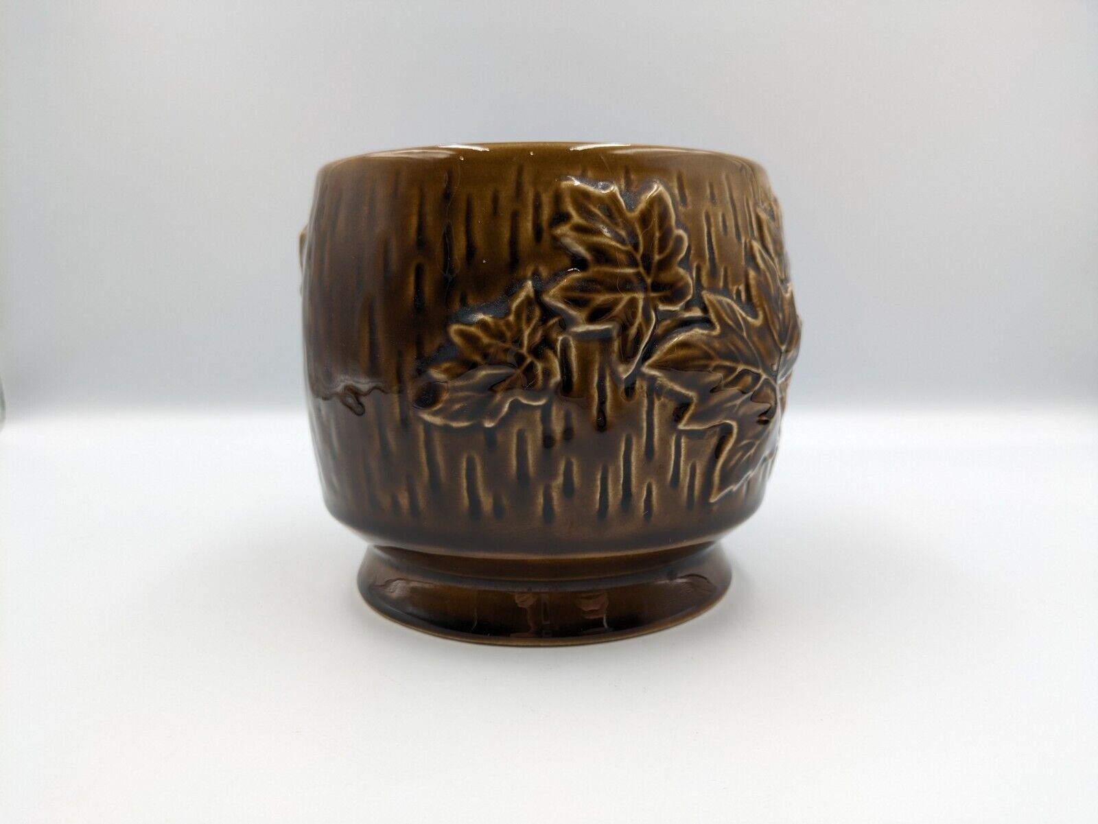 Sylvac 4006 Autumn Leaves Vase, retro, vintage, shabby chic Maple Brown Round 