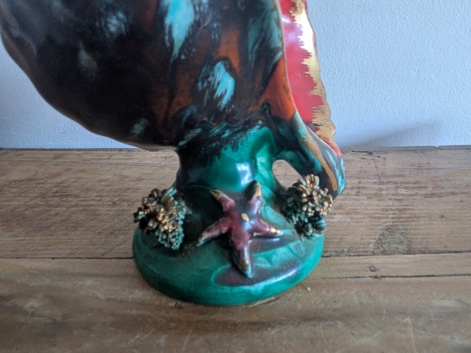 Superb Table Lamp Vallauris Ceramic Under The Sea Conch Shell French Coral VTG