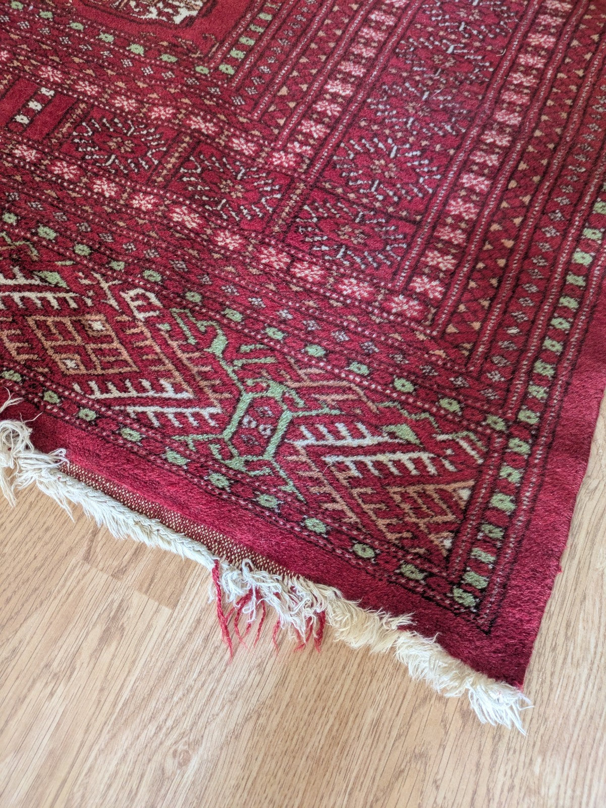 Red Vintage Bokhara Tribal Rug Handmade Afghan Turkmen Mori Gol Oriental Rug Vgc