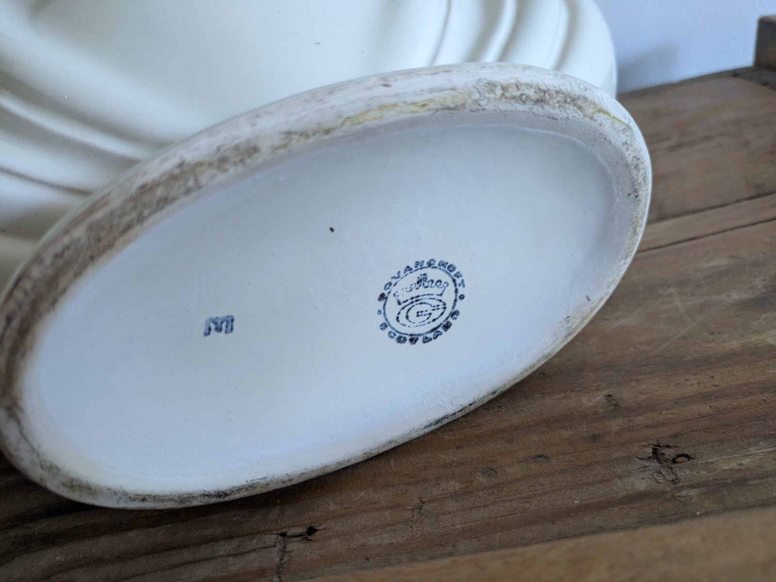 Vintage Large White GOVANCROFT Glasgow STONEWARE MANTLE VASE Art Deco Pottery 
