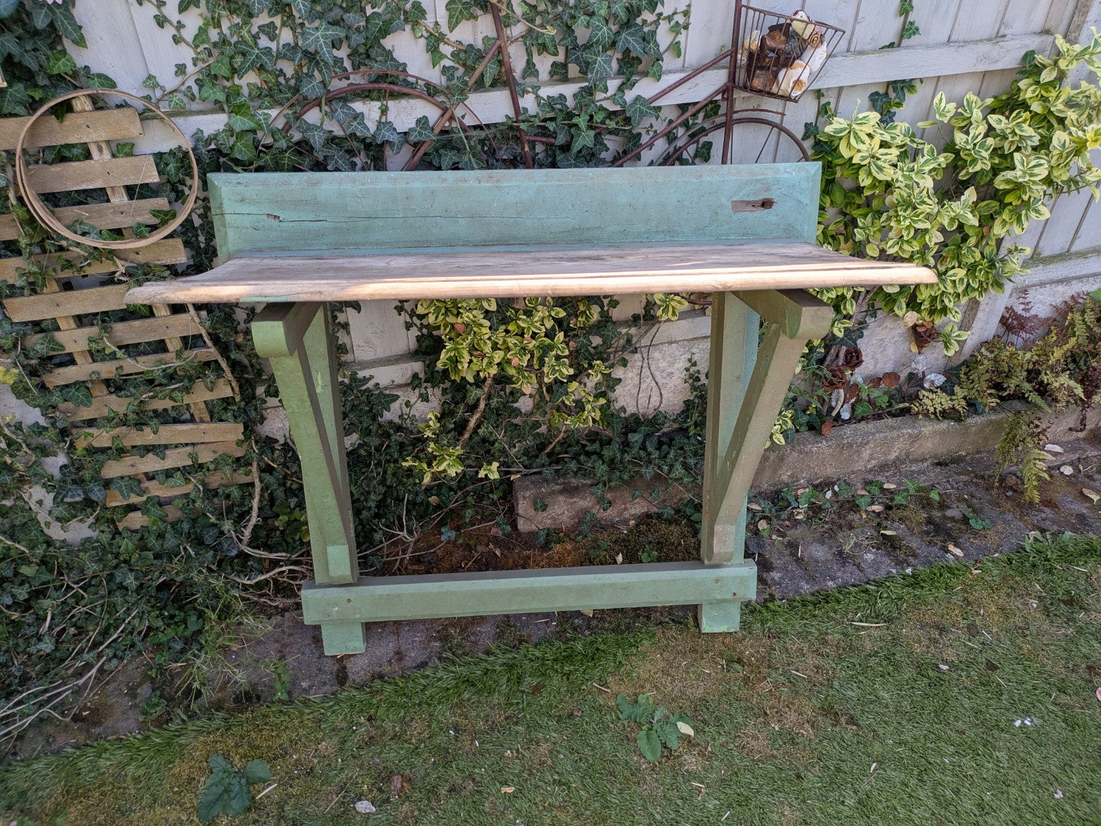 Vintage Antique Folding Table Pine Rustic Drop Down Wall Mounted Primitive Old 