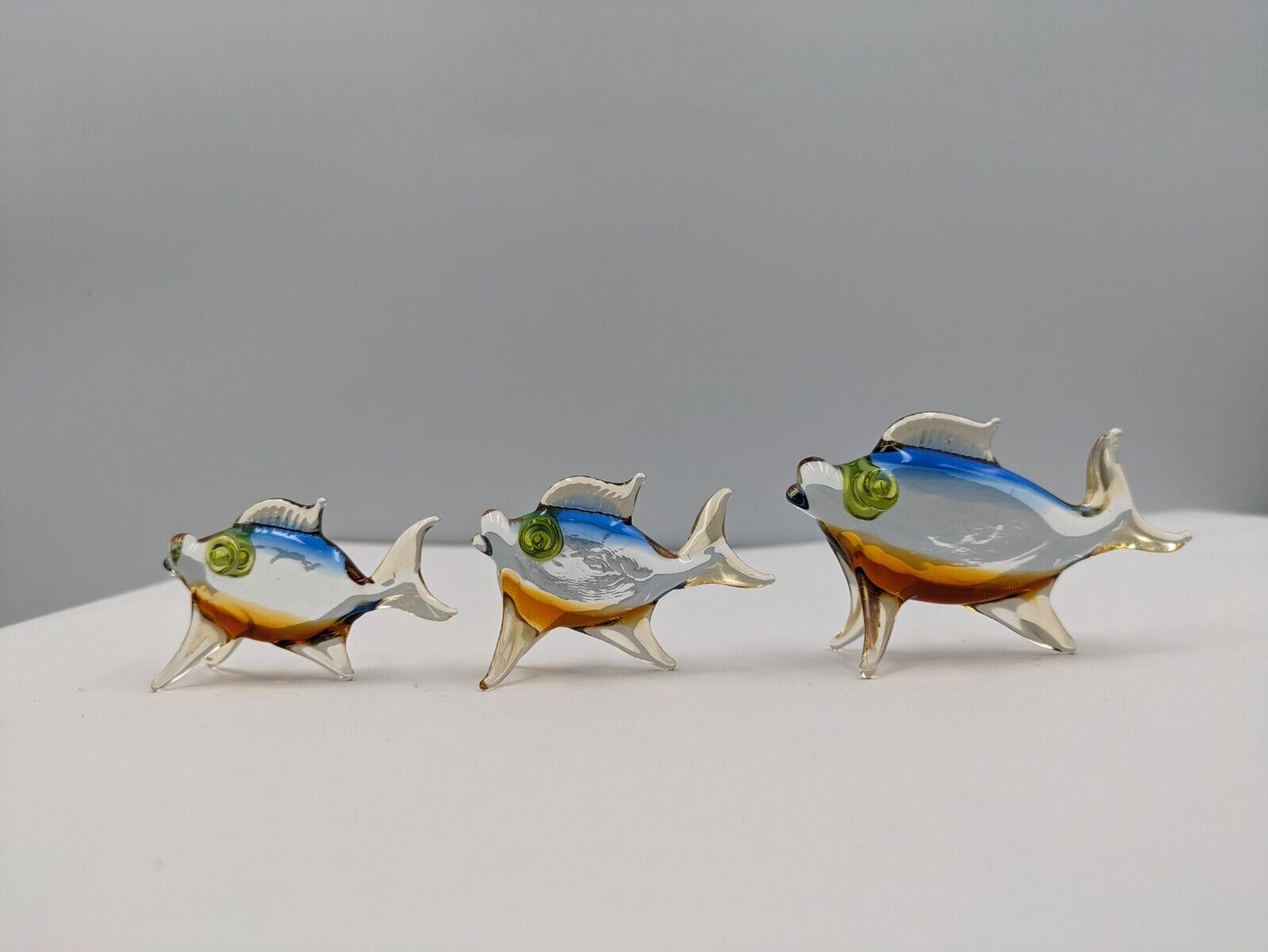 3x Murano Glass Lauscha Glass Bimini Glass Fish Figure Ornament Set Shawl Mini