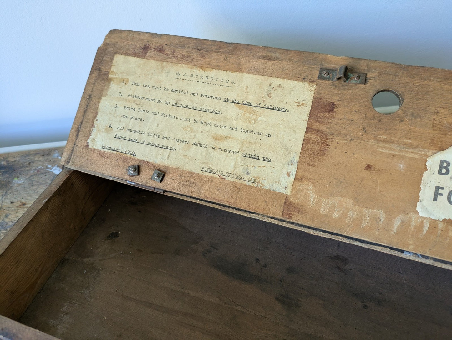1940s VTG Bus Wooden Box Lid Compartment Storage Crate Display Artist Tool Chest
