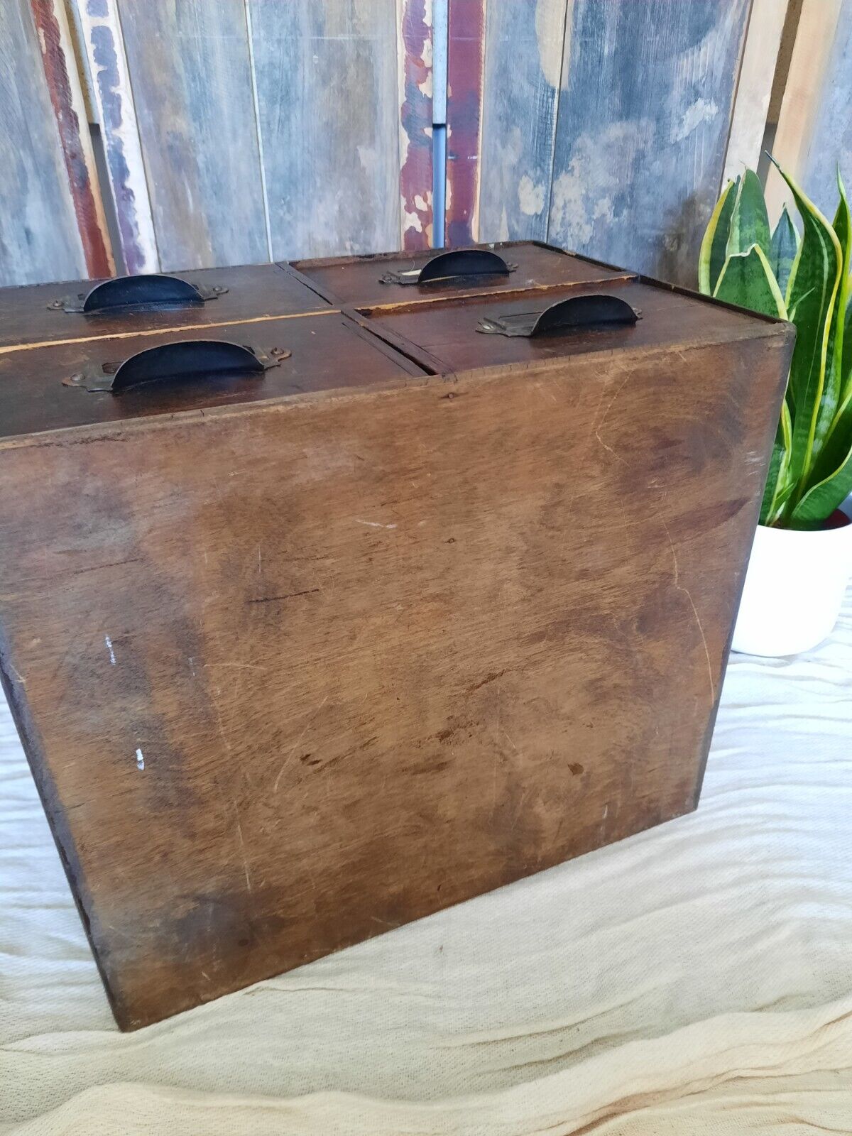 Antique engineering 4 drawer Wood Drawers garage printer file index drawers old