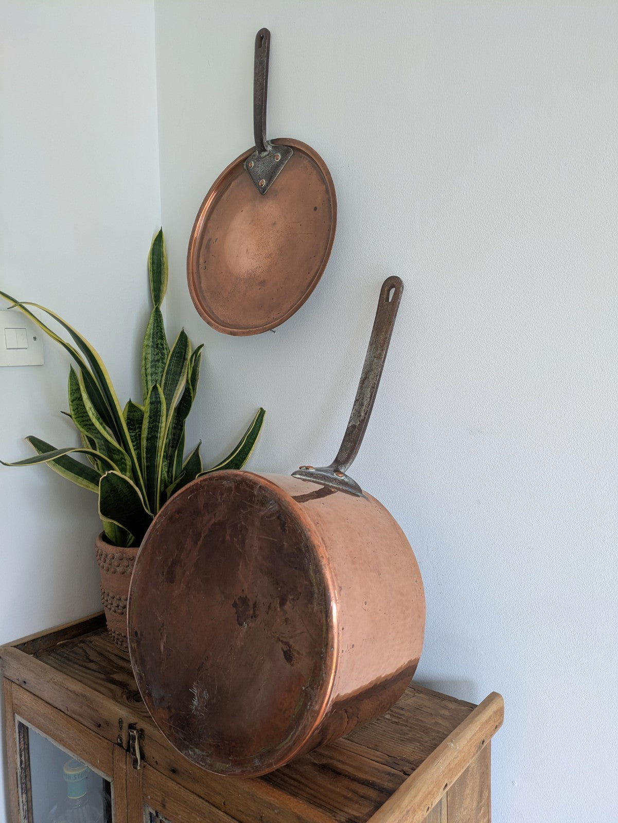 X Large Antique Georgian Copper Sauce Pan 6.9kg 32D 18.7H XL Huge Chef Cooking