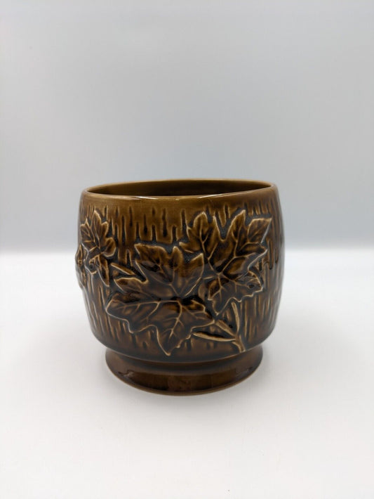 Sylvac 4006 Autumn Leaves Vase, retro, vintage, shabby chic Maple Brown Round 