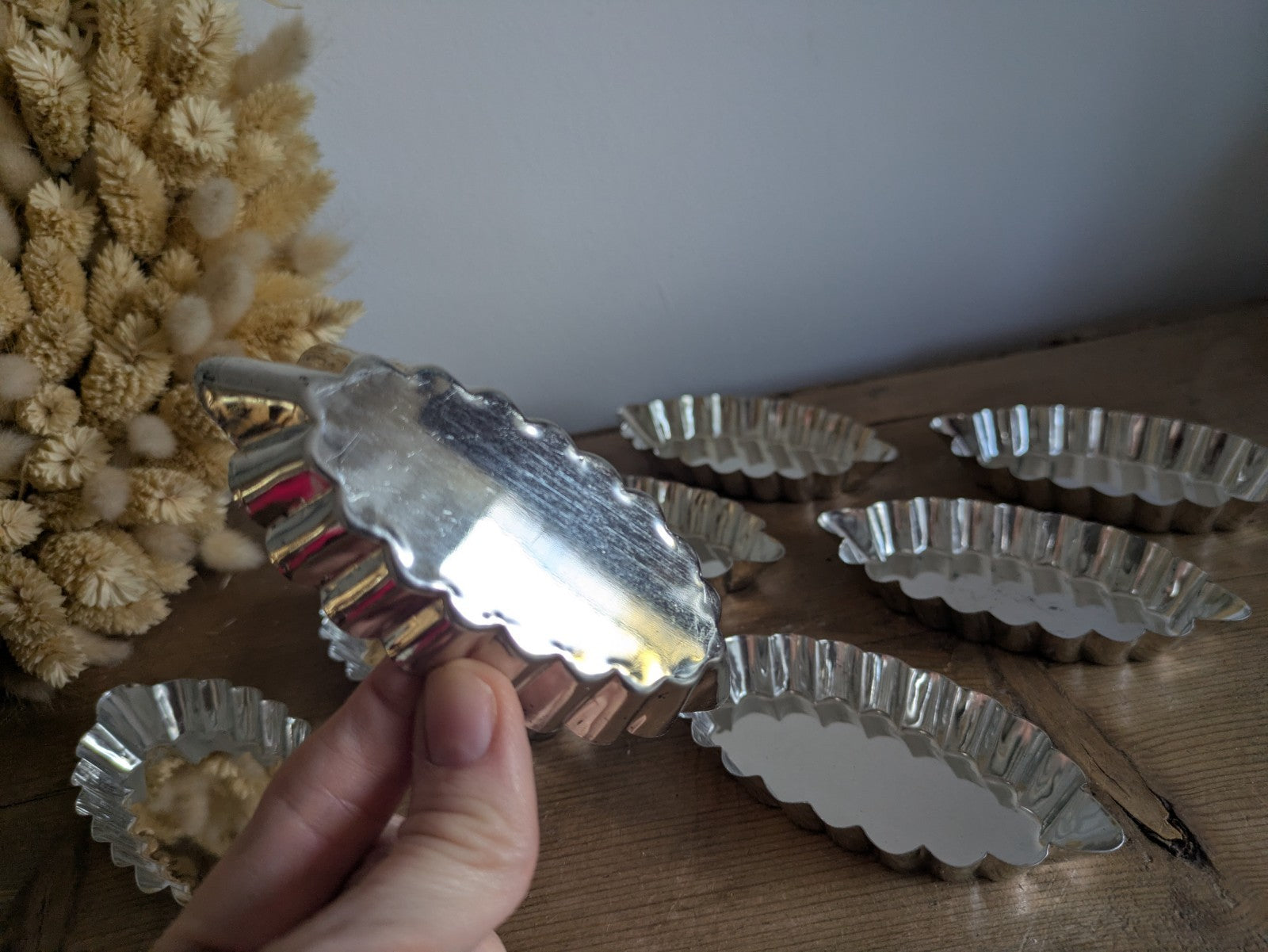 8 Metal Small Mini Fluted Tart Boat Barquette Chocolate Baking Molds OBLONG VTG 