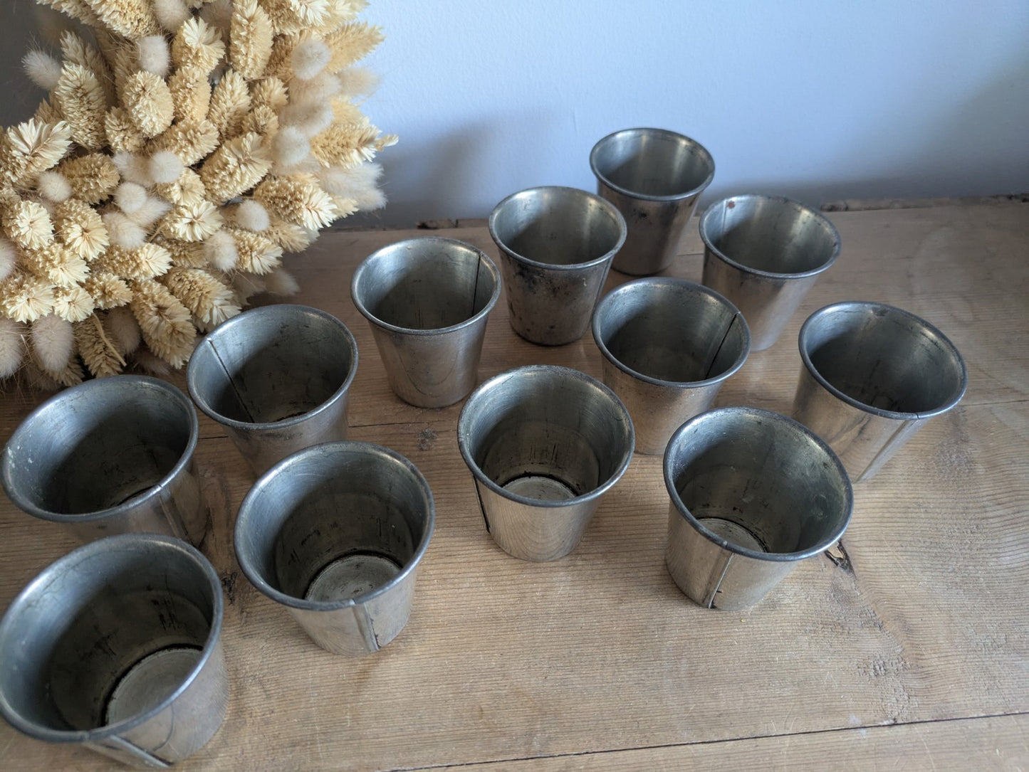 12 Vintage Tin Alloy Dariole Timbale Mould Cups Baking Cake Dessert Bakery Retro