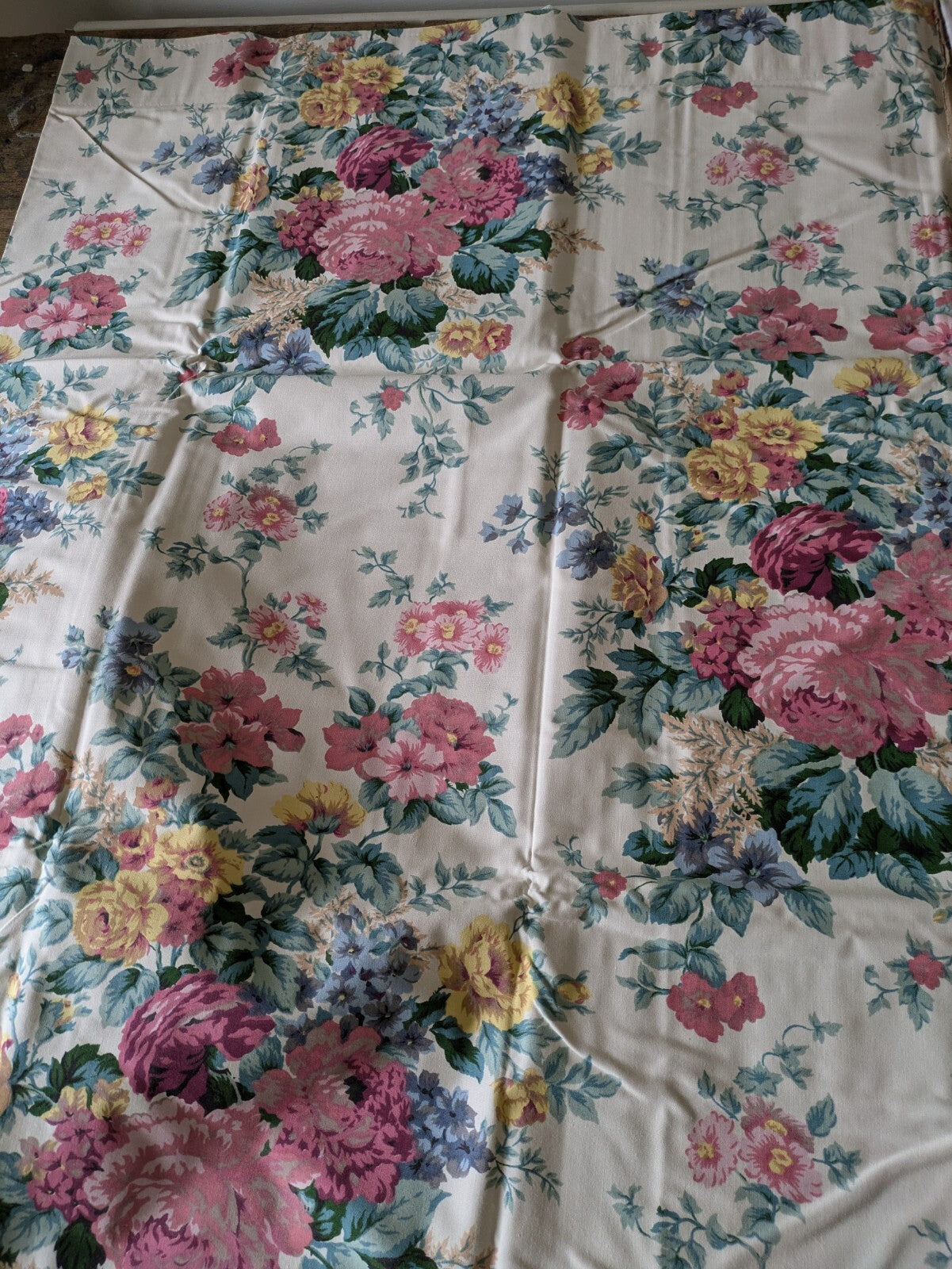 Pair Of Dreams 'n' Drapes Curtains New Each 90" W x 72" D Cabbage Rose Floral