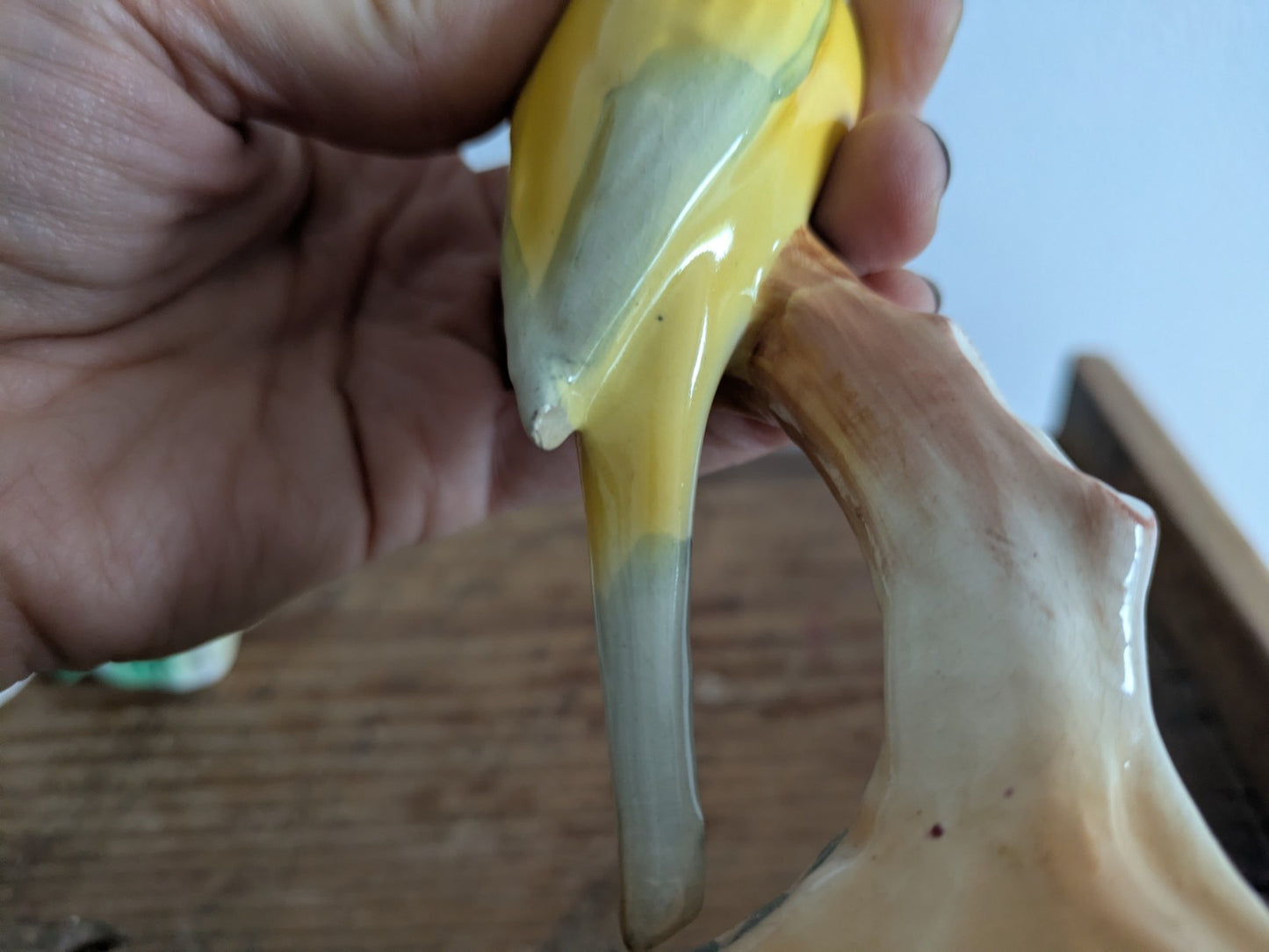 3x Rare Lot Yellow Budgie Mid Century Bird Retro Ceramic Figurine Ornament Vtg