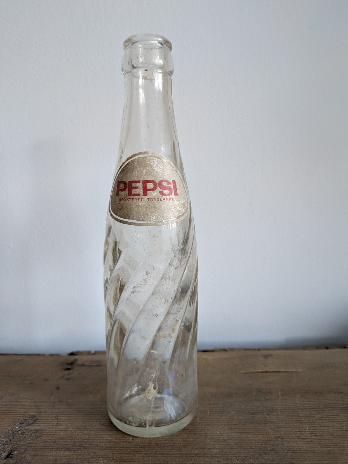 Vintage Pepsi Cola Bottle Script Glass Embossed Bottle 1940's Prop Advertising