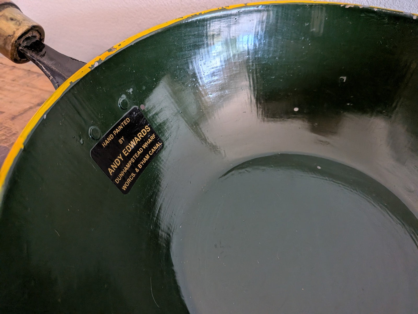 Vintage Floral Handpainted Bargeware Frying Pan Canal Boat Accessory Folk Art 