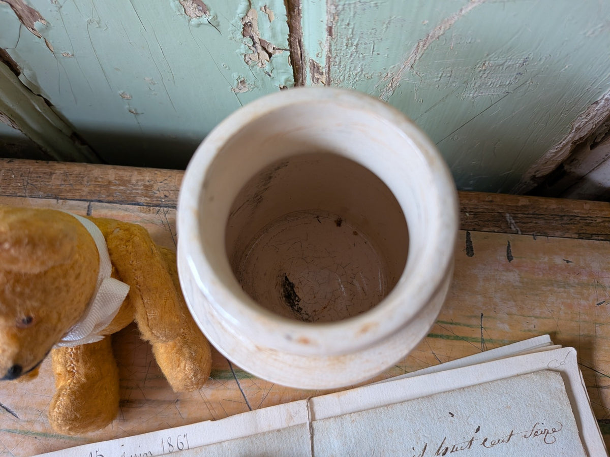Antique Old English Ironstone Stoneware Pot Crazed Stained Crackled Decor Vtg