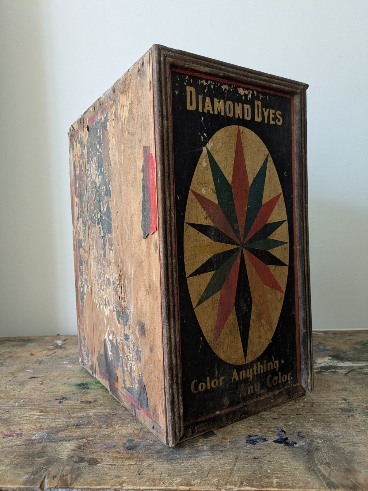 Antique Shop Diamond Dyes Display Cabinet Fitting Drawer Unit Advertising Vtg 