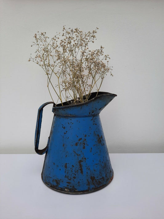 Vintage Blue Oil Jug, Pourer, Half Gallon, 1960's / 1970's Automobilia blue vase