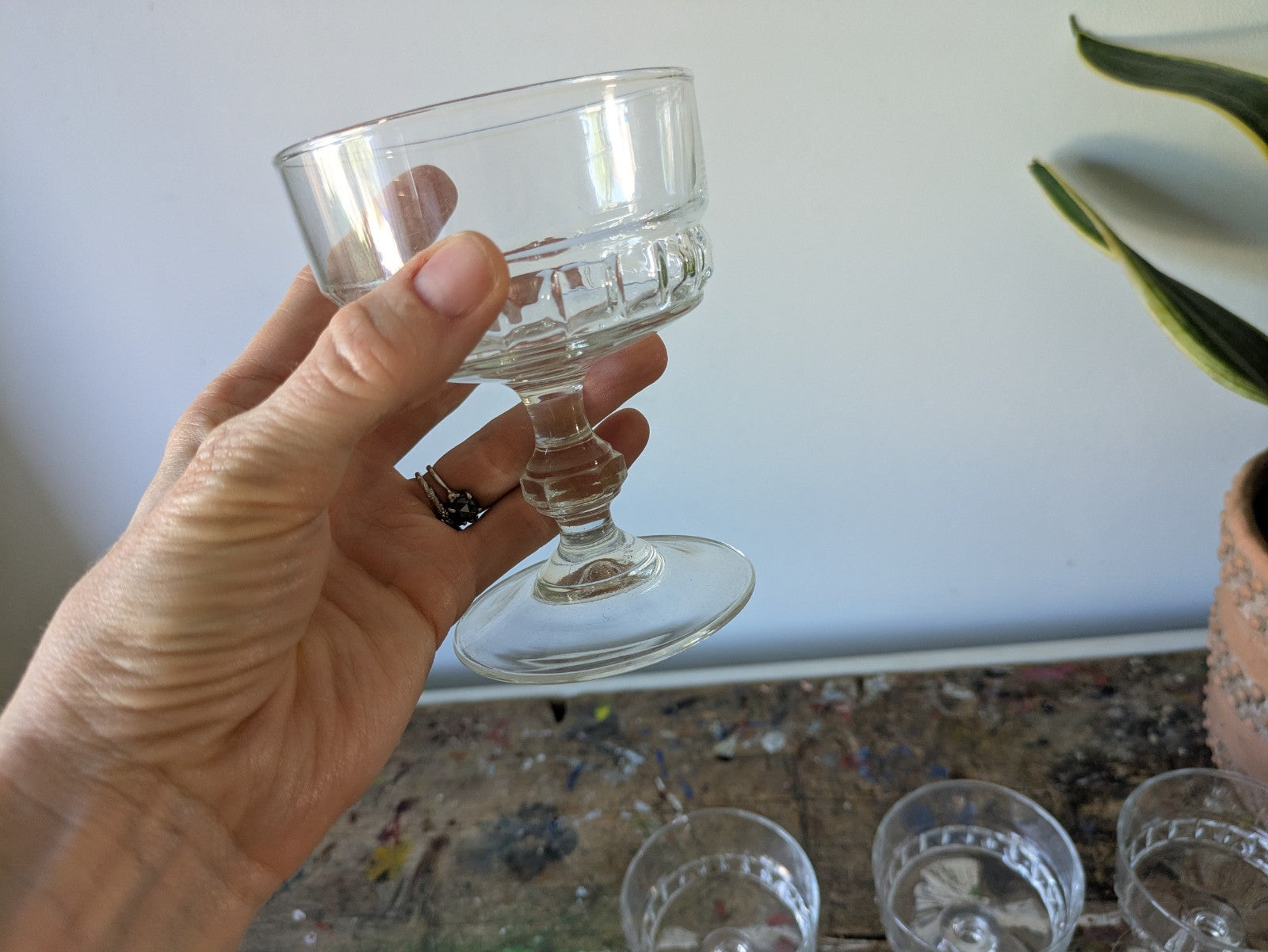 6x Vintage Champagne Luminarc French Crystal Glasses Set Pudding Dishes  Quality