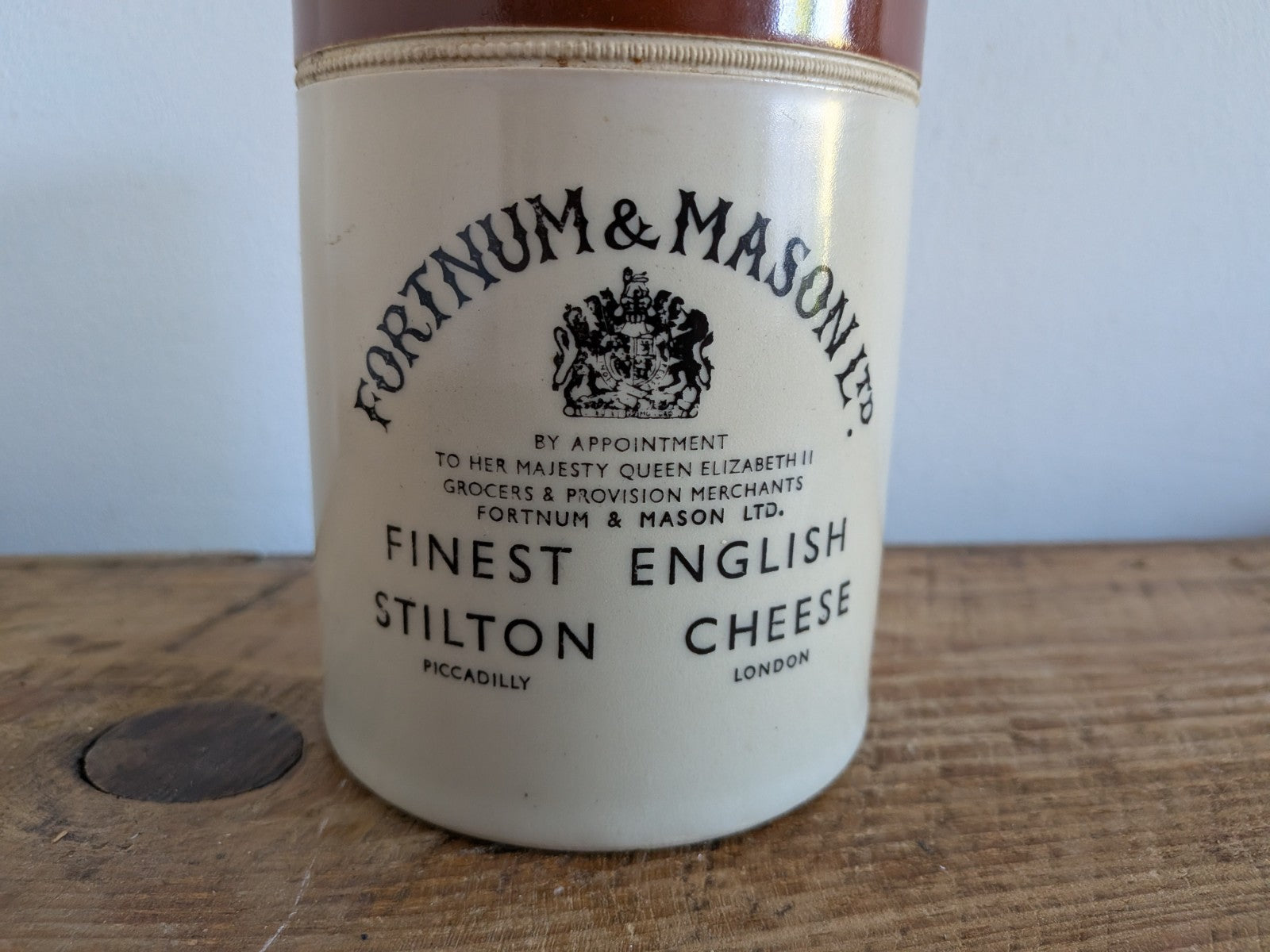 Vintage Fortnum & Mason English Stilton Stoneware Pot Storage Jar Pottery Crock