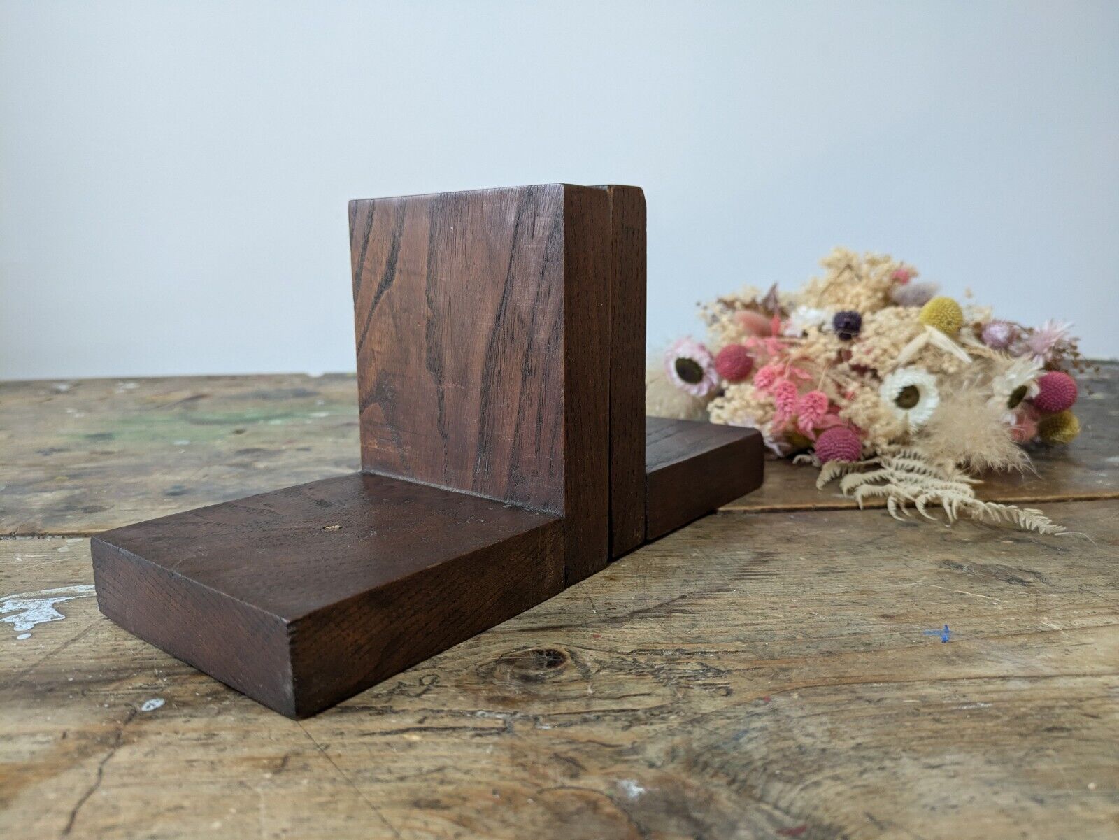 Original Oak Art Deco Antique Bookends Book Ends design vintage pair old vtg