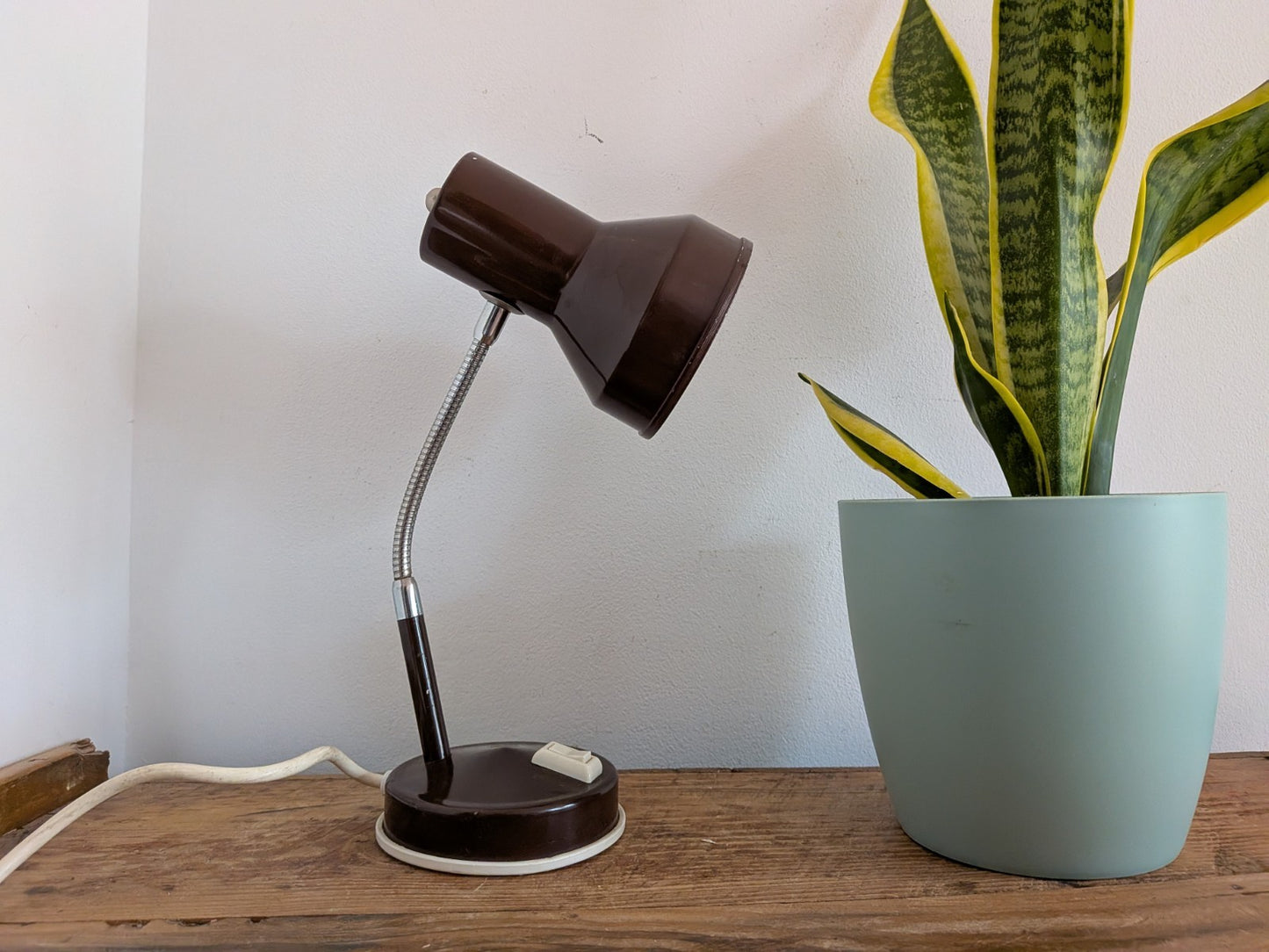Vintage Brown Gooseneck Desk Lamp Veneta Lumi 70s Made in Italy Space Age Prova 
