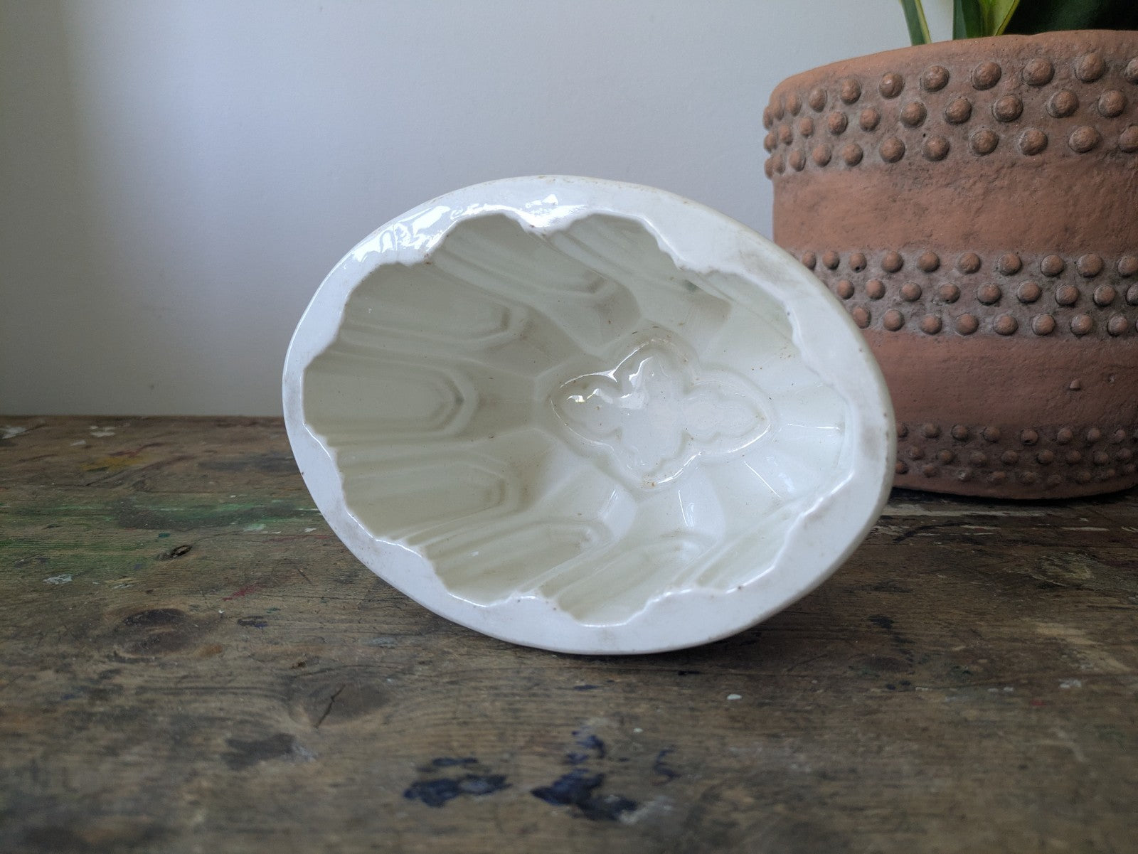 Antique Copeland Ceramic Jelly Mould Oval Design White Vgc Kitchen Prop Decor
