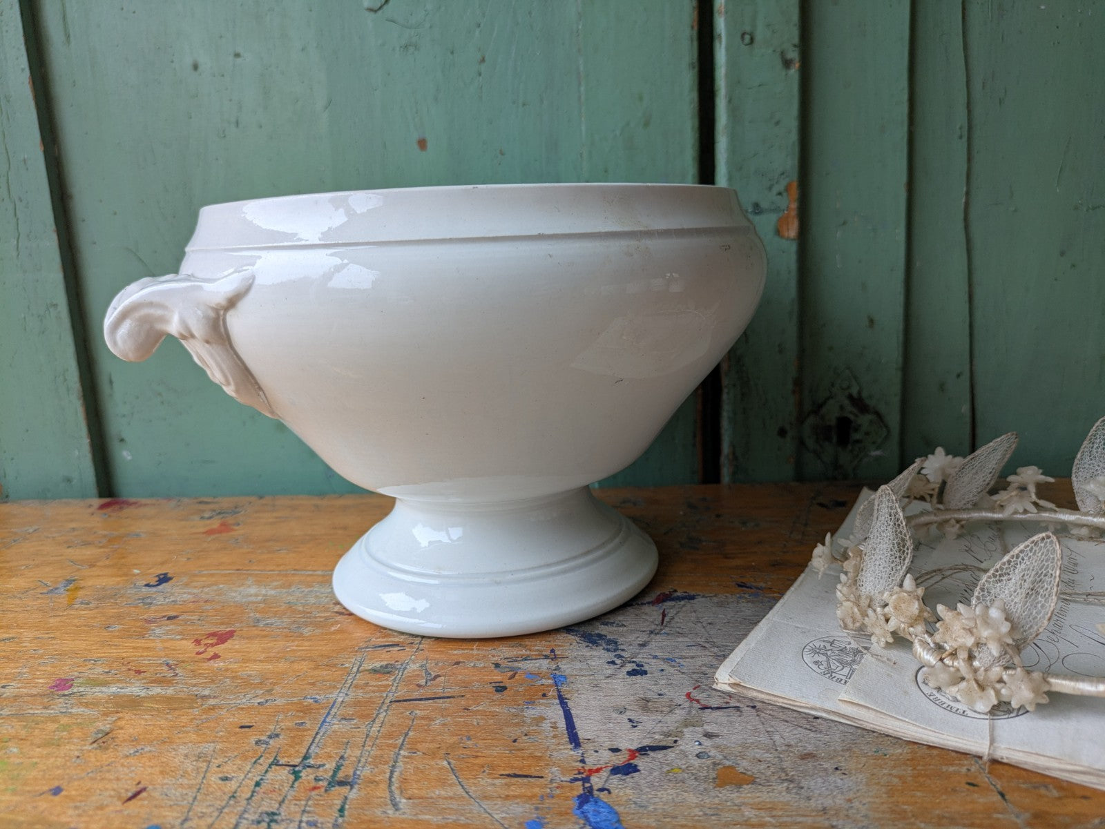 Antique French Faience Soup Tureen/ Soupiere Digoin & Sarreguemines Circa 1930