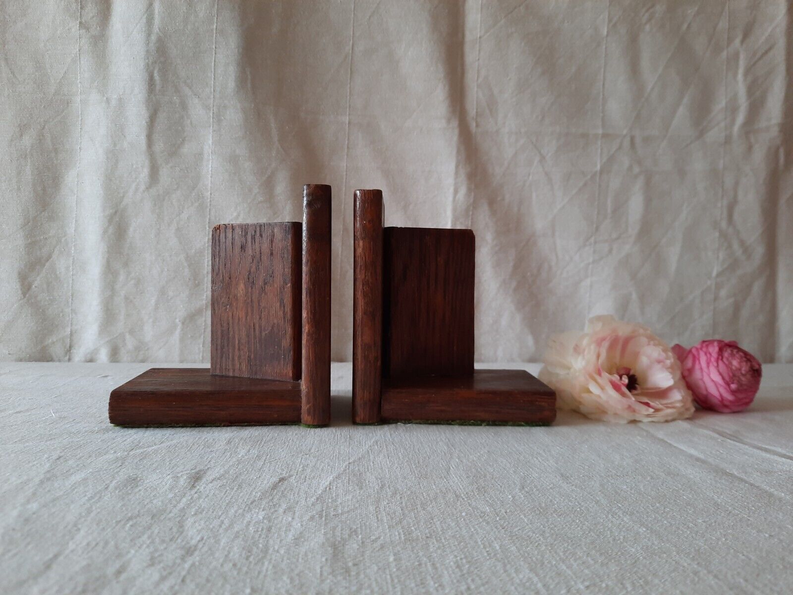 Stunning Original Oak Art Deco Antique Bookends Book design vintage pair old vtg