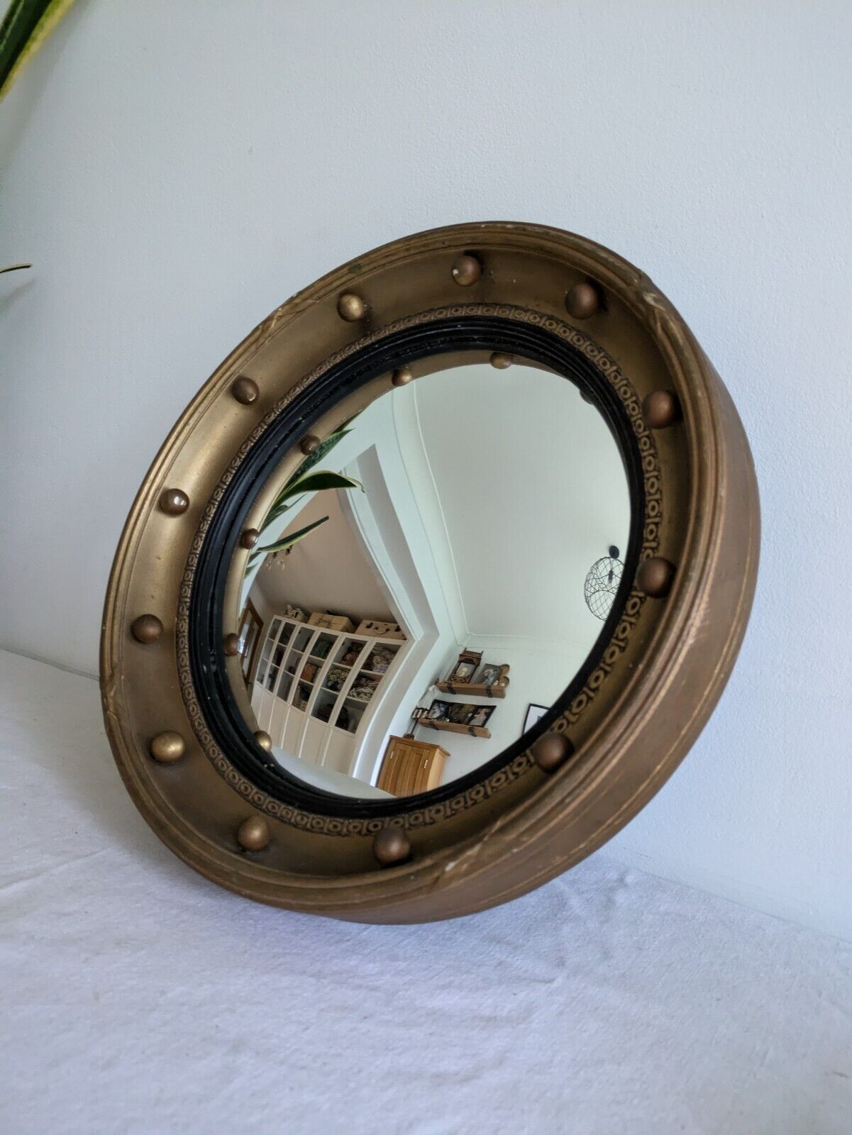 Antique Early / Mid 20th Century Butlers Porthole Convex Mirror Regency Style