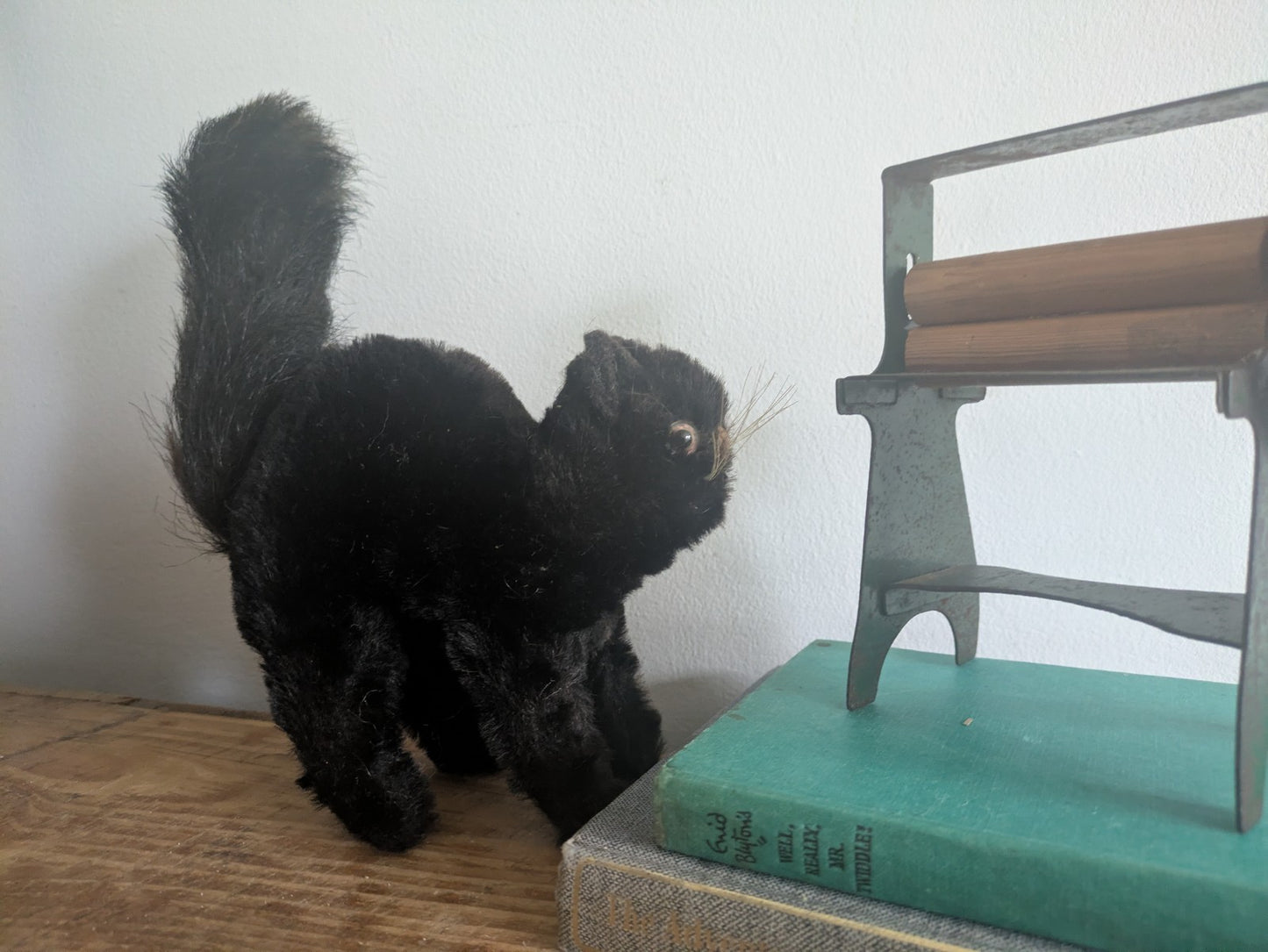 Vintage Steiff Scaredy Black Tom Cat Halloween Angry Mohair Kitten Farnell Back