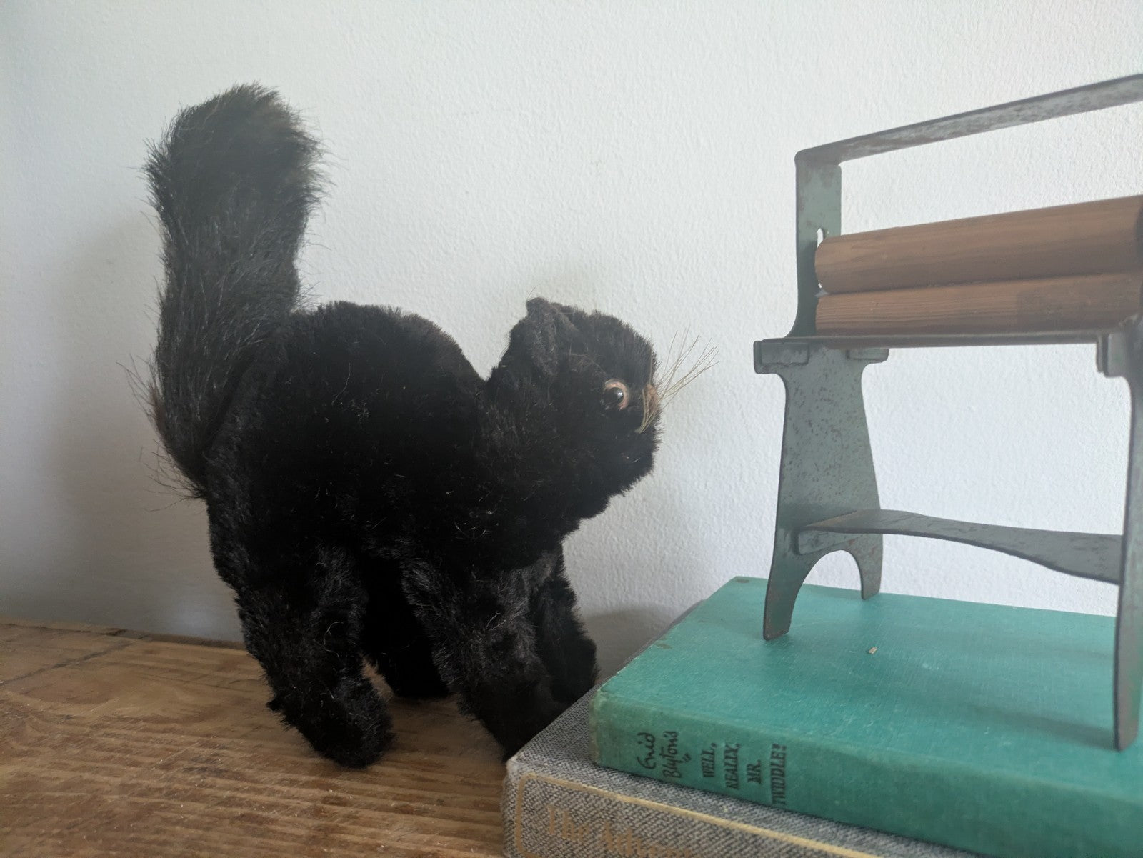 Vintage Steiff Scaredy Black Tom Cat Halloween Angry Mohair Kitten Farnell Back