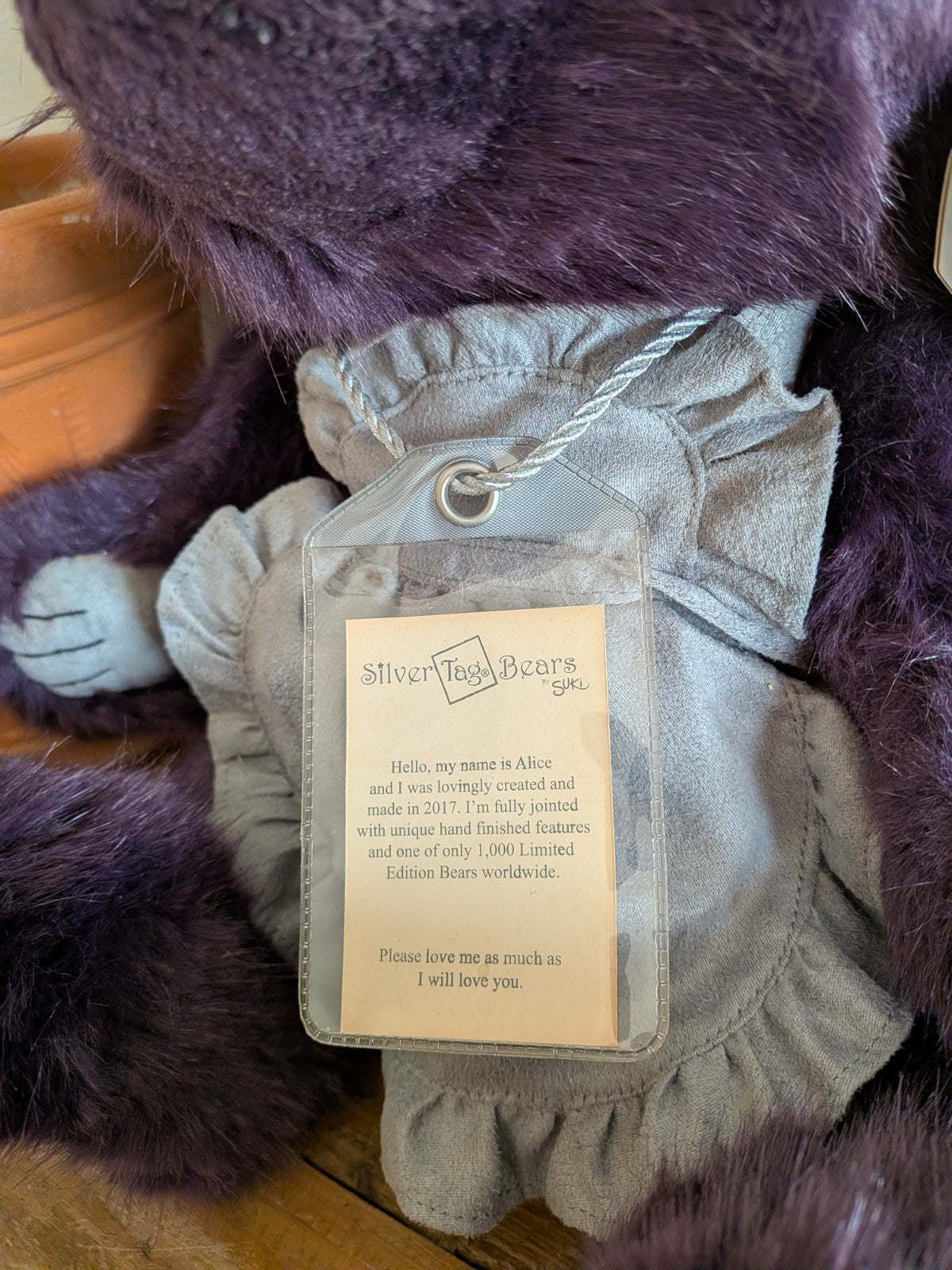 Alice Bear Limited Edition Silver Tag Bears By Suki Vgc Purple Large Collectors