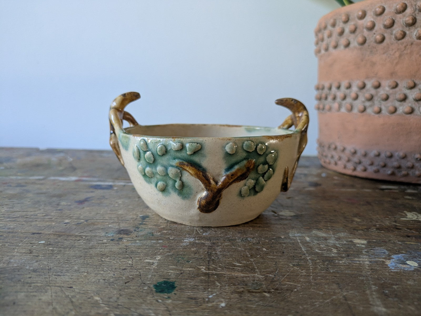Ethnic Reptile Lizard Pottery Bowl Boho Hippy Zimbabwe Africa Dish Ooak VTG Old