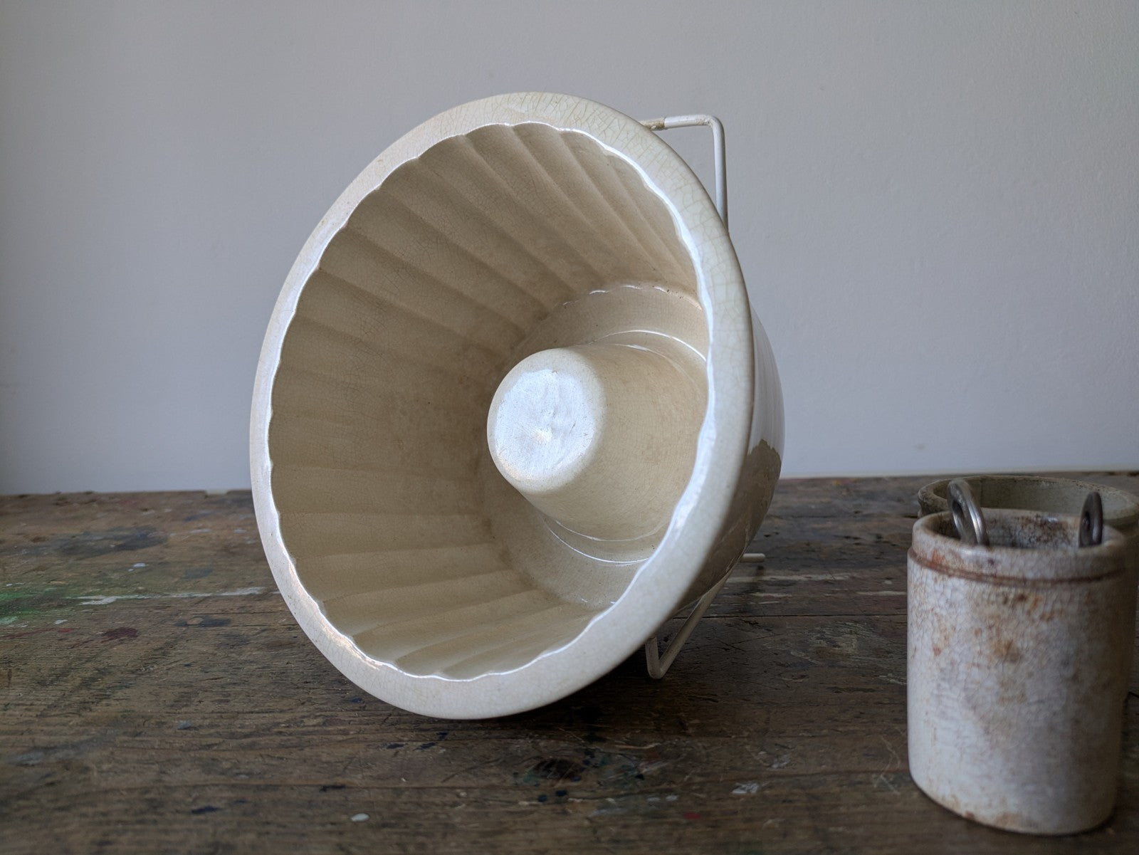 Vintage White Ceramic Jelly Mould Copeland Central Boss Fluted Ring Pudding Mold