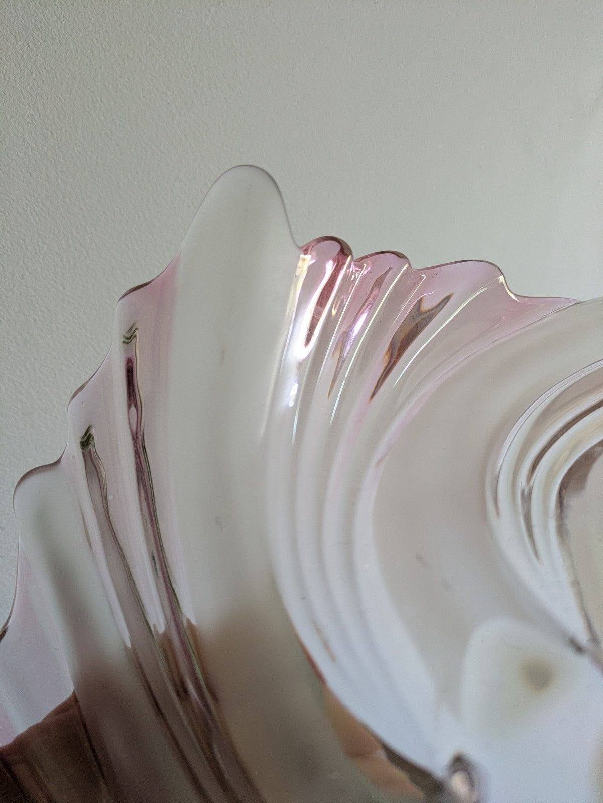 Vintage Walther Glass Belle Epoque Lead Crystal Foot Bowl 70s Red & White Large