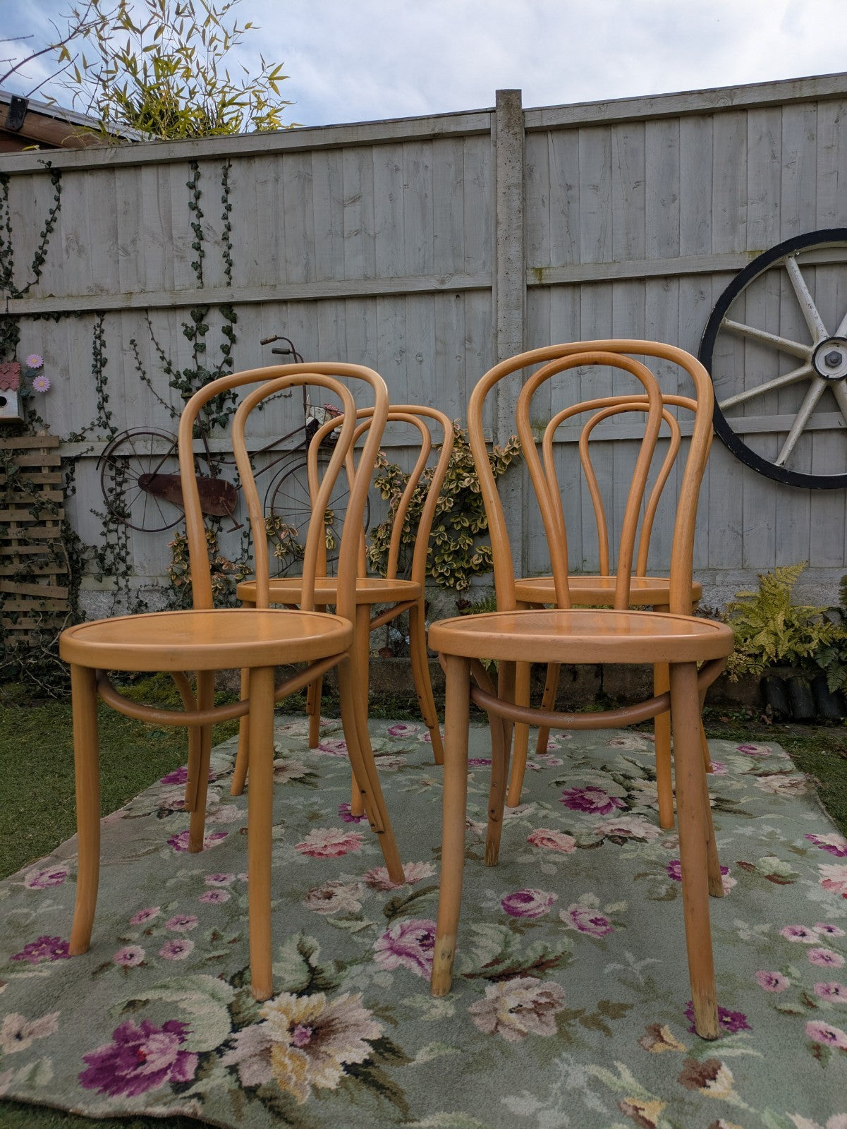Set of 4 Vintage Fameg Radomsko Bentwood Chairs 1970s Polish Design Beech Wood