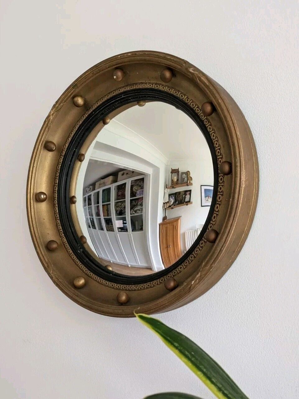 Antique Early / Mid 20th Century Butlers Porthole Convex Mirror Regency Style