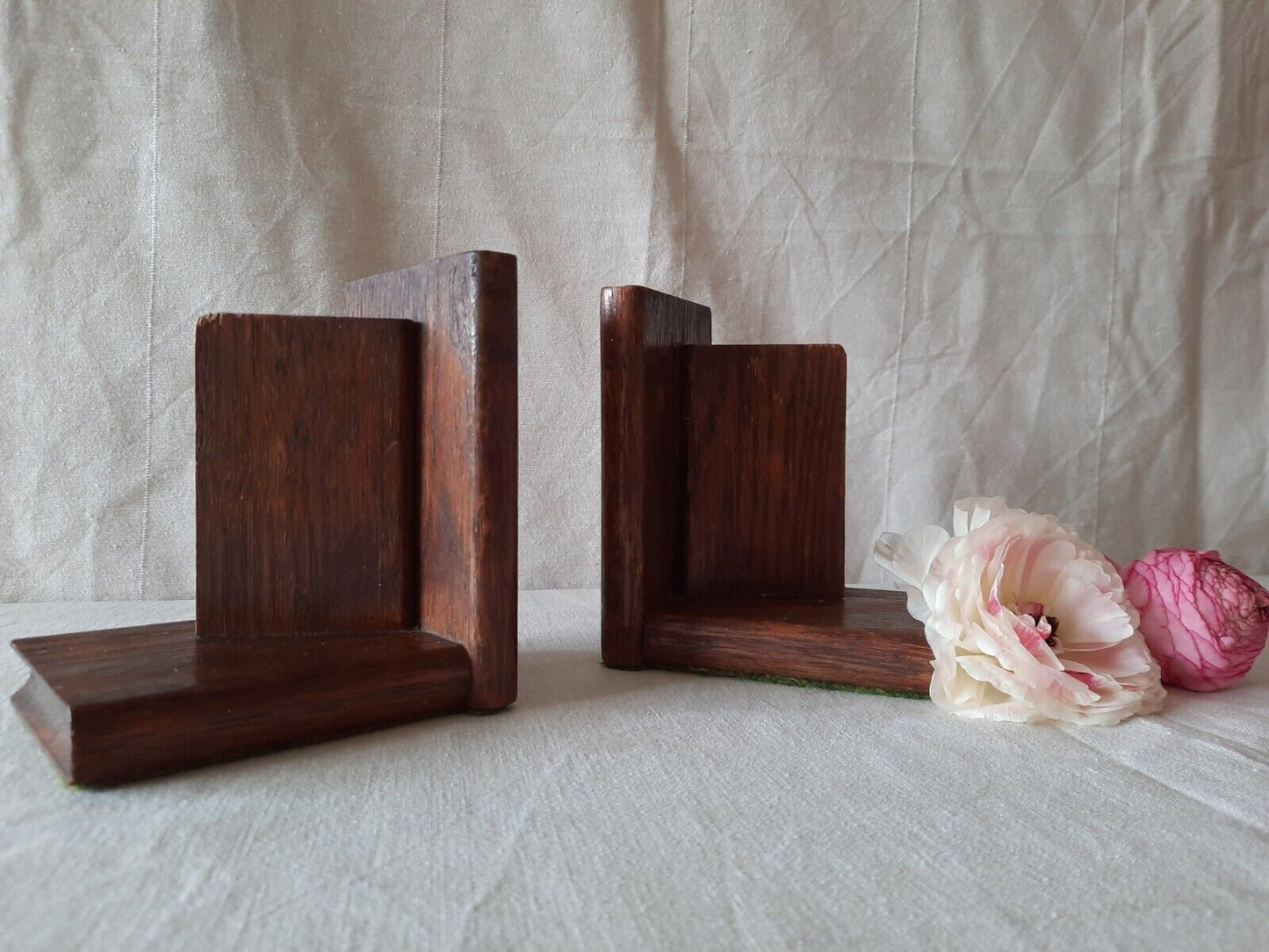 Stunning Original Oak Art Deco Antique Bookends Book design vintage pair old vtg