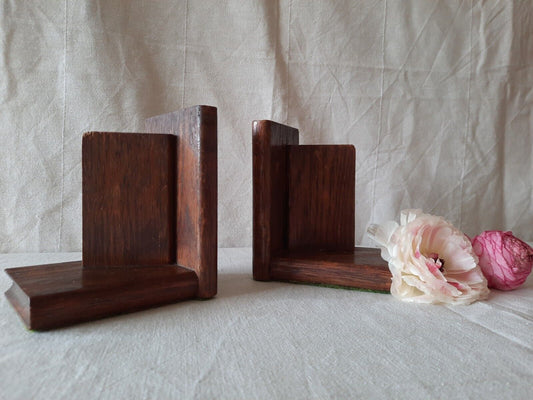 Stunning Original Oak Art Deco Antique Bookends Book design vintage pair old vtg
