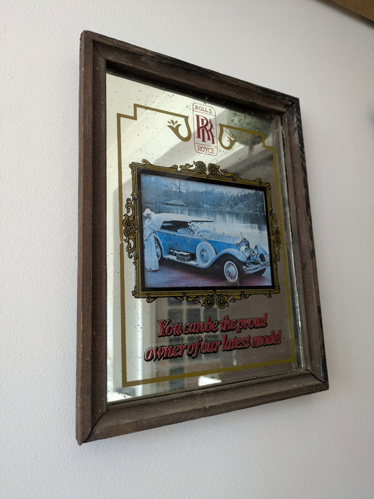 Rolls Royce Advertising Mirror Latest Model Owner Pub Car Automotive Picture Vtg