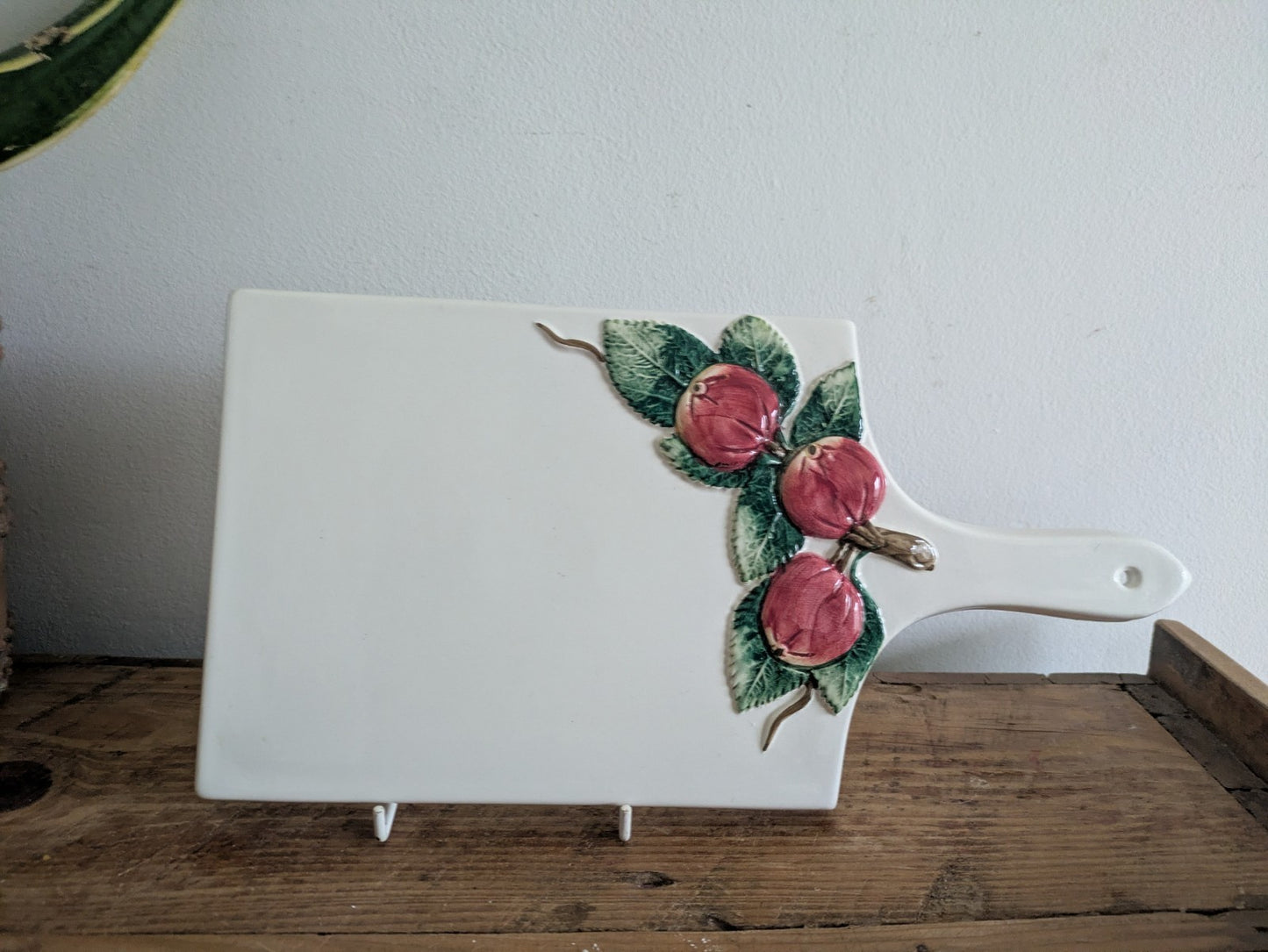 Made Italy Bassano Ceramic Cutting Chopping Board Wall Decor Kitchen Vtg Apples