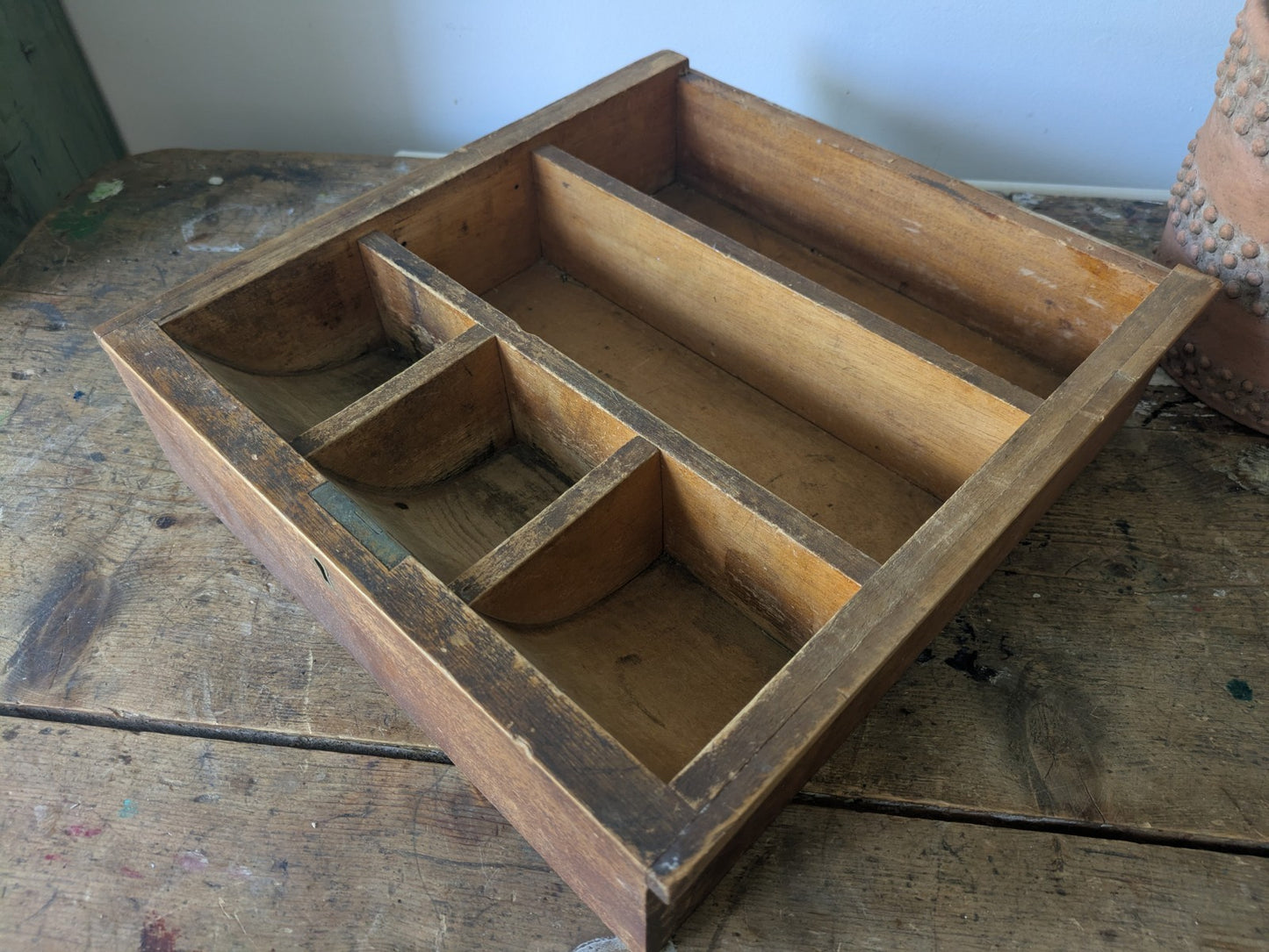 Vintage Antique Cash Till Register Oak Wood Drawer Coin Money Notes Bank Slots