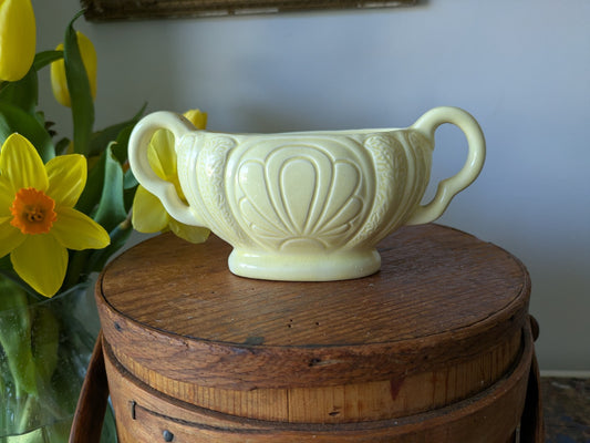 Vintage England PPC Pottery Art Deco Trophy Mantle Vase Mini Small Yellow Plant