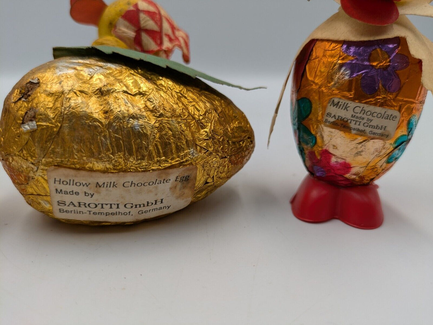 4x Vtg Chocolate Confectionary Shop Display Sarotti Chick Easter Bird Parrot Old