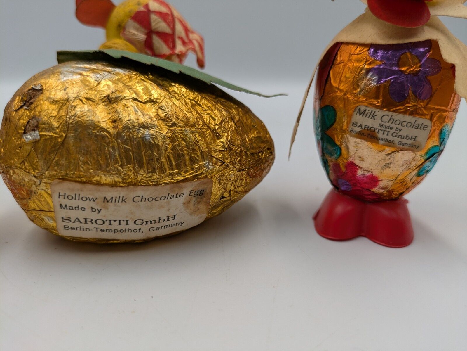 4x Vtg Chocolate Confectionary Shop Display Sarotti Chick Easter Bird Parrot Old