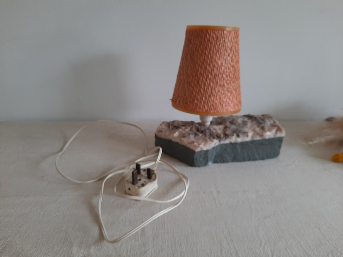 1970s Calcite On Limestone Lamp Crystal lamp Rare Shade Table Bedside Crystal 