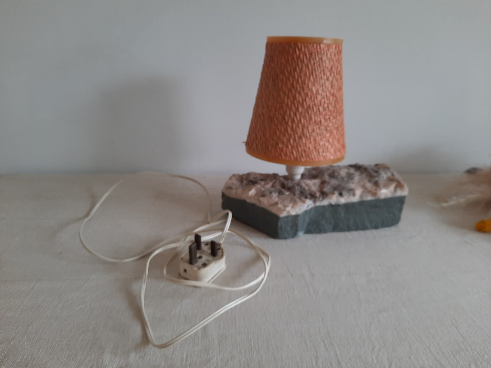 1970s Calcite On Limestone Lamp Crystal lamp Rare Shade Table Bedside Crystal 