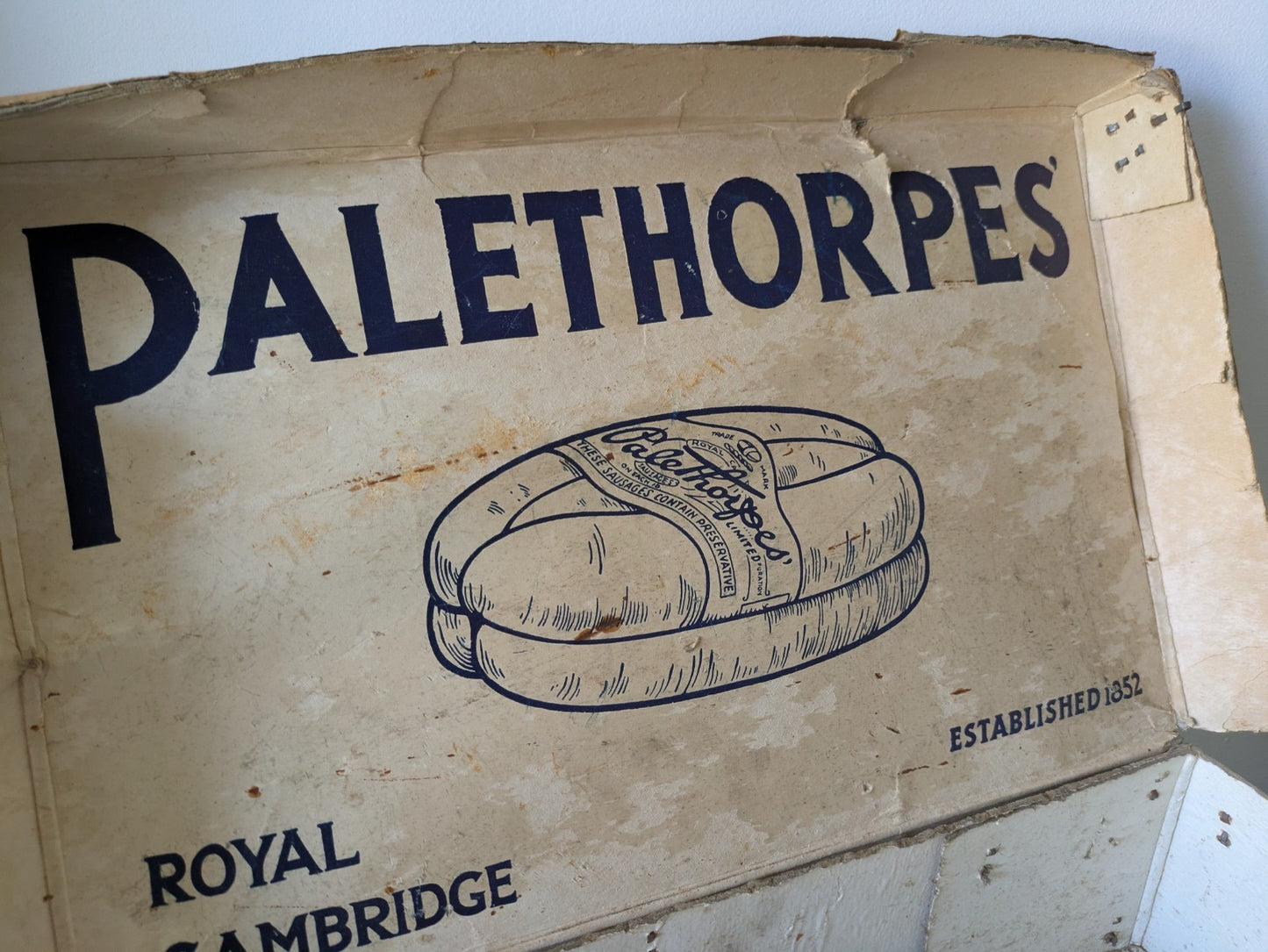 Vtg Palethorpes Sausages Box Butcher Packaging Food Advertising Kitchenalia Prop